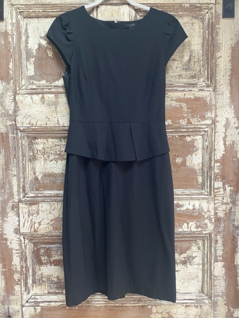 J. Crew Black Cap Sleeve Peplum Dress, Size 2
